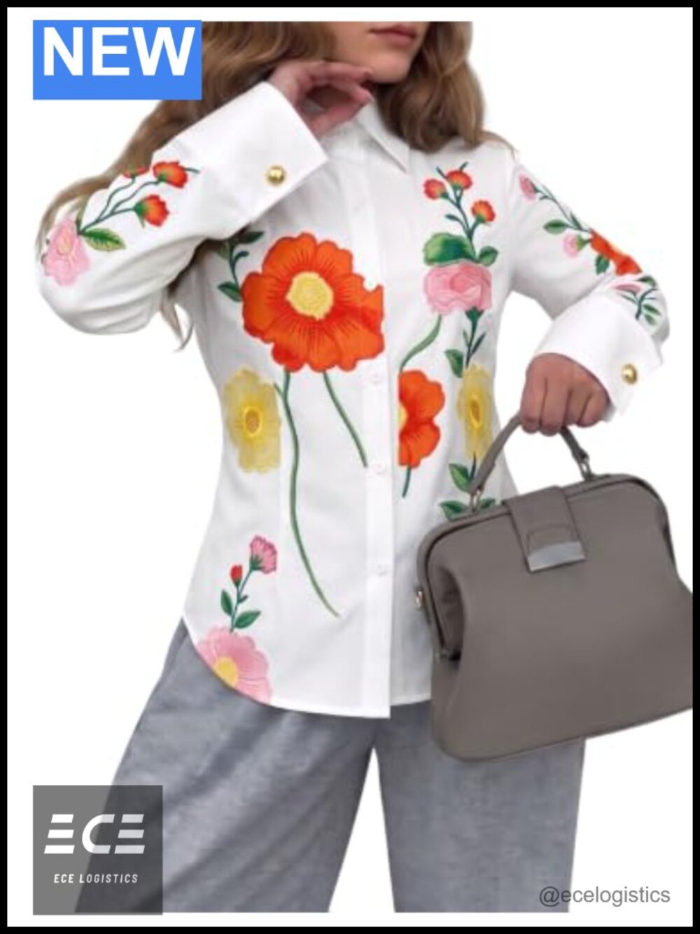 Women's Floral Button Down Blouse Long Sleeve Collared Shirt Casual Top